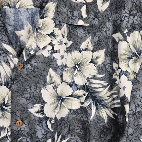 Two Palms Mens 3XL Grey Casual Hawaiian Shirt Aloha Tropical Resort Coastal Dad - Picture 4 of 10